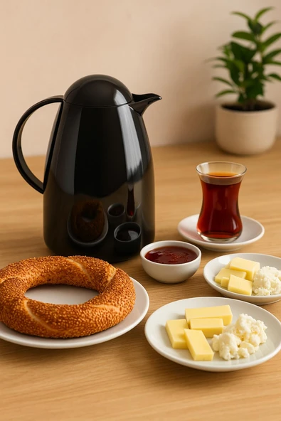 1 Lt Akrilik Siyah Çay Termosu 12 Saat Sıcak 24 Saat Soğuk