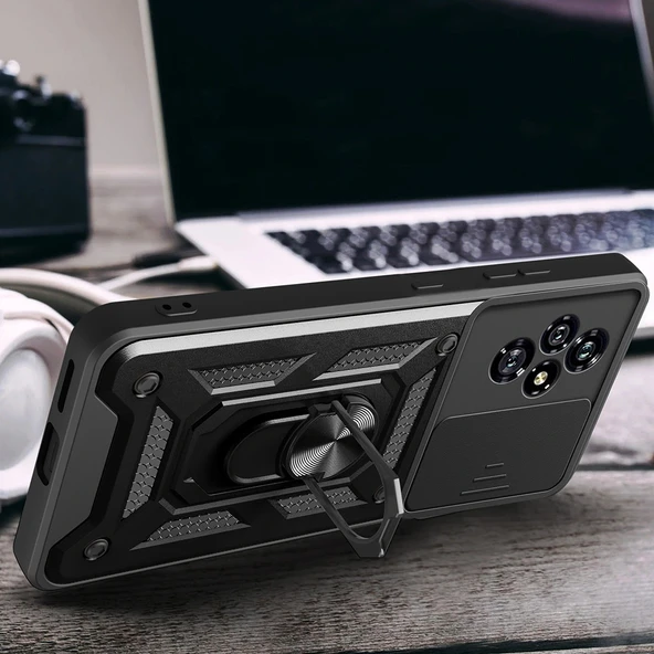 Honor 200 Kılıf Magnetik Standlı Kamera Korumalı Sürgülü Vega Kapak - Resim 8