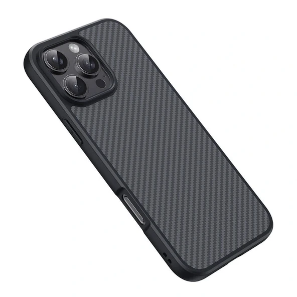 iPhone 16 Pro Max Kılıf M-safe Şarj Özellikli Karbon Fiber Tasarımlı Elnino Kapak - Resim 9