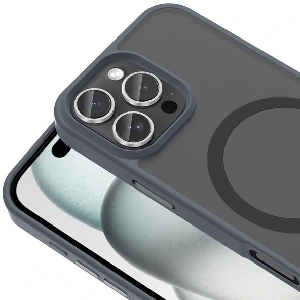 iPhone 16 Pro Max Kılıf M-safe Şarj Özellikli Mat Arka Yüzey Sio Kapak - Resim 4