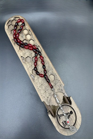 Siyah Kırmızı Ateş Kehribar Tespih ürün görseli