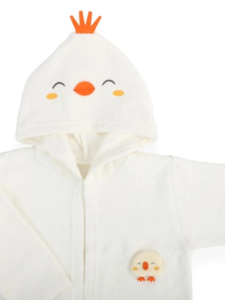 Bebitof %100 Pamuk Civciv Desenli Bebek Bornoz Seti BBTF.EKR.30038 - 8