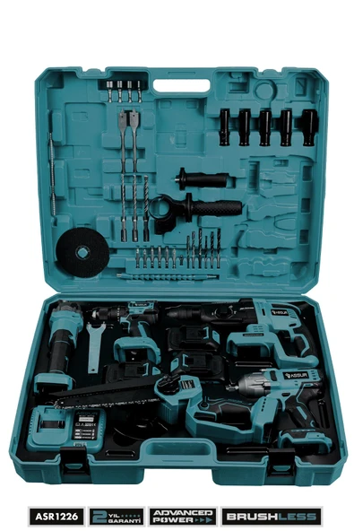 Assur 21V 5'li Set Kırıcı Delici Hilti - Taşlama - Somun Sıkma Sökme - Testere - Akülü Vidalama - Resim 2