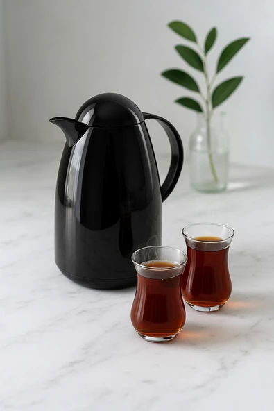 1 Lt Akrilik Siyah Çay Termosu 12 Saat Sıcak 24 Saat Soğuk - 3