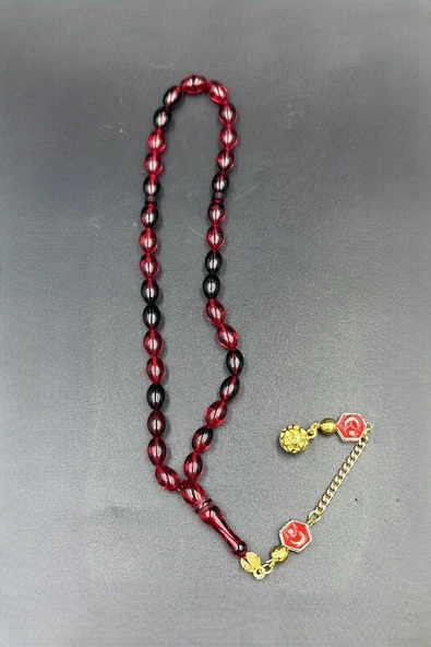 Siyah Kırmızı Ateş Kehribar Tespih - Resim 6