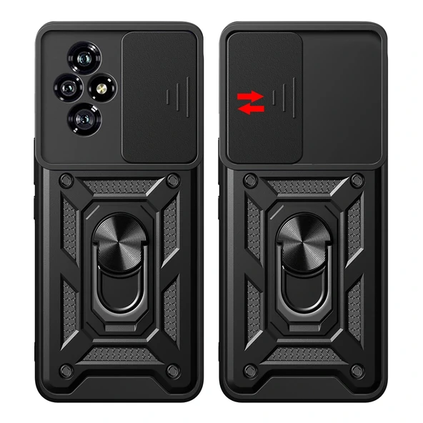 Honor 200 Kılıf Magnetik Standlı Kamera Korumalı Sürgülü Vega Kapak - Resim 3