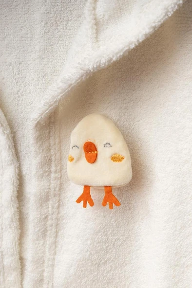 Bebitof %100 Pamuk Civciv Desenli Bebek Bornoz Seti BBTF.EKR.30038 - 4