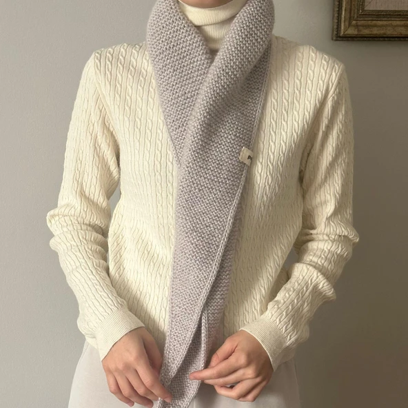 Pofuduk Sophie Örgü Eşarp Fular Şal PFDKF4 Simli Gri - Resim 5