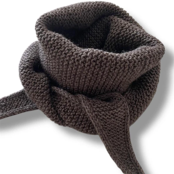 Pofuduk Sophie Örgü Eşarp Fular Şal PFDKF2 Kahverengi ürün görseli