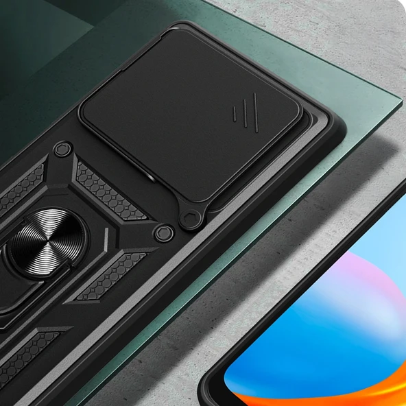 Xiaomi 14T Pro Kılıf Magnetik Standlı Kamera Korumalı Sürgülü Vega Kapak - Resim 5