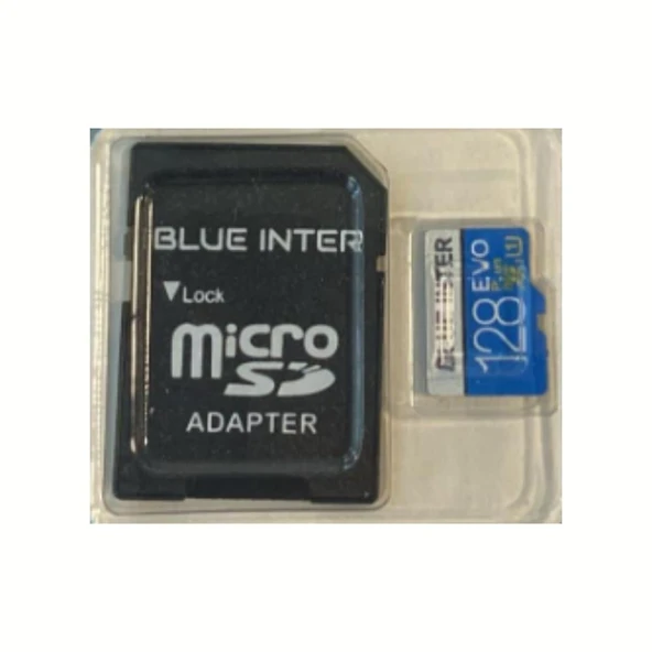 Blue Inter 128GB MicroSDHC Hafıza Kartı + SD Adaptör Class 10 Yüksek Hızlı Veri Aktarımı Telefon, Kamera ve Bilgisayar Uyumlu ürün görseli