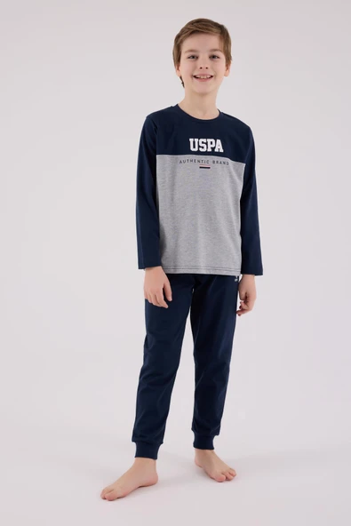 U.S. Polo Assn. Garson Erkek Çocuk Uspa %100 Pamuklu Uzun Kollu Pijama Takım - 2
