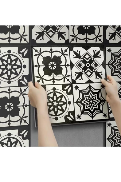 30cmx30cm 10 Adet Yapışkanlı Osmanlı çini Floor Pvc Panel  Zemin Kaplama Paneli Arkası Kauçuklu 2124 - 7