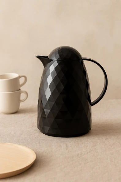 1 Lt Akrilik Siyah Çay Termosu 12 Saat Sıcak 24 Saat Soğuk ürün görseli 1