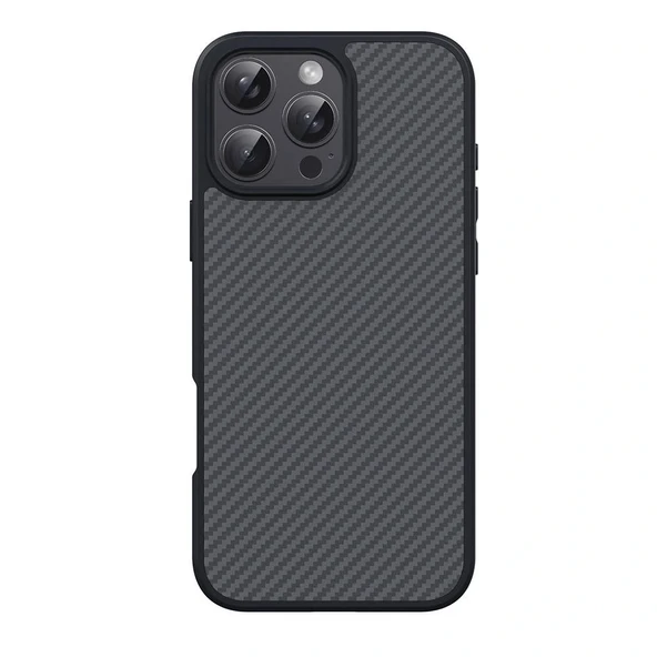 iPhone 16 Pro Kılıf M-safe Şarj Özellikli Karbon Fiber Tasarımlı Elnino Kapak - Resim 2