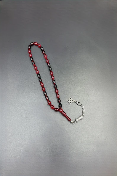 Siyah Kırmızı Ateş Kehribar Tespih - Resim 3