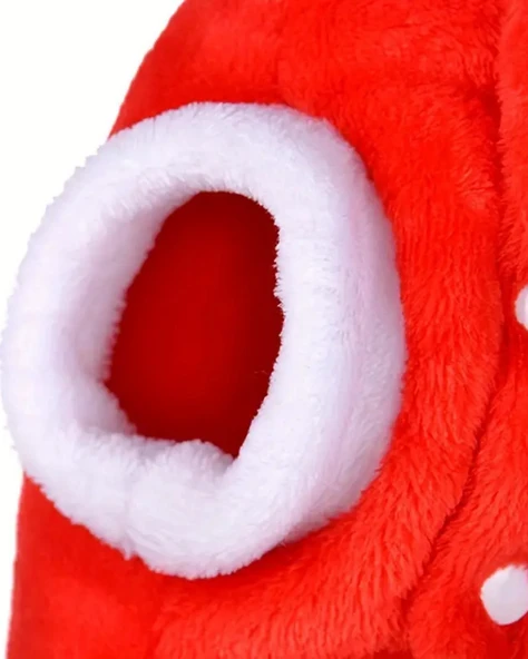 Noel Baba Geyiği Köpek Kostümü – Küçük Irk Evcil Hayvanlar İçin Polyester Kapüşonlu Çıtçıtlı Fleece Tatil Kıyafeti - Resim 5
