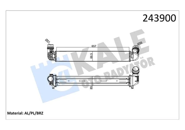 TURBO RADYATÖRÜ INTERCOOLER FLUENCE 2010 1.5DCI 657X89X85 2 SIRA ALB SİSTEM 144960024R 144966078R - Resim 2