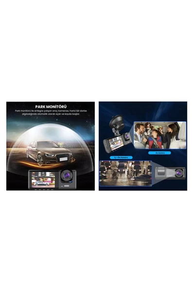 Mieco 1s Wifi / App /1920p Fhd/ 170° Ultra Geniş Açı/gece Görüş/ G-sensörü 3 Kameralı Araç Kamerası(2025) - 4