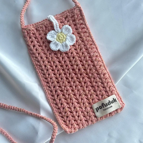 Pofuduk Hanmade Telefon Çantası PPB6 Yaldızlı Pembe - Resim 3
