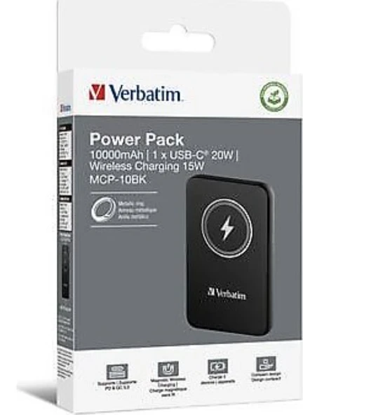 Verbatim MCP-10BK Siyah 10000 mAh Hızlı Şarj Kablosuz Powerbank - 2