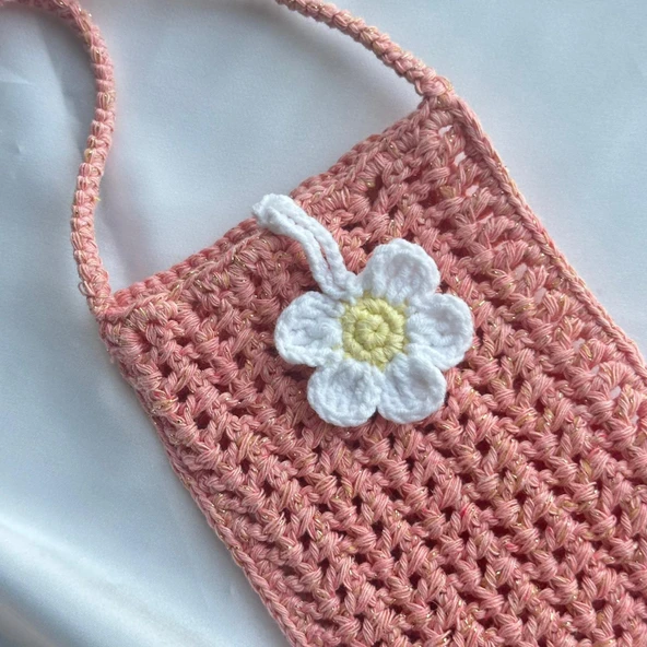 Pofuduk Hanmade Telefon Çantası PPB6 Yaldızlı Pembe - Resim 5