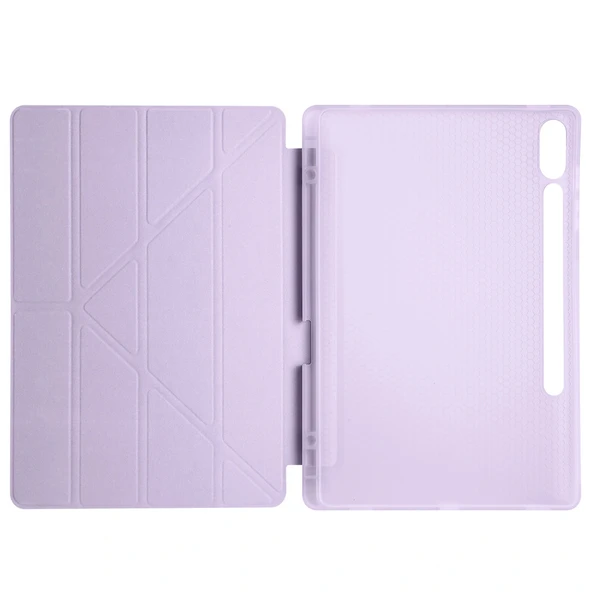 Samsung Tab S9 FE Plus Kılıf Tri Folding Kalem Bölmeli Standlı Kılıf - Resim 5
