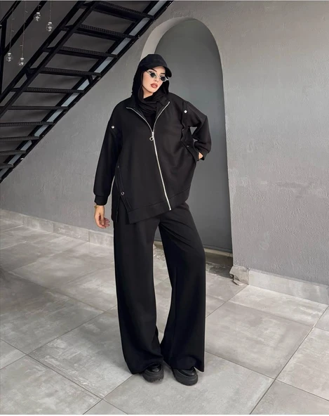 IŞŞIL 72068-Hakim Yaka Metal Düğmeli Esnek Penye Pantolon Takım - 2