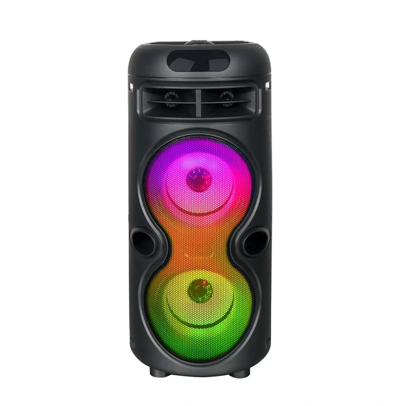 GD-2402 Dijital LED Göstergeli FM Radyolu Mikrofonlu RGB TWS Çift 4 inç Stereo Bass Kablosuz Karaoke Hoparlör - Resim 4