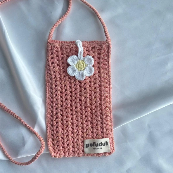 Pofuduk Hanmade Telefon Çantası PPB6 Yaldızlı Pembe - Resim 4