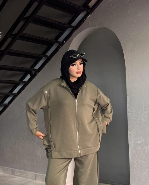 IŞŞIL 72068-Hakim Yaka Metal Düğmeli Esnek Penye Pantolon Takım - 6