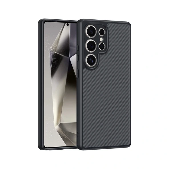 Samsung S25 Ultra Kılıf M-safe Şarj Özellikli Karbon Fiber Tasarımlı Elnino Kapak ürün görseli