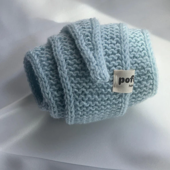 Pofuduk Sophie Örgü Eşarp Fular Şal PFDKF1 Baby Blue - Resim 2