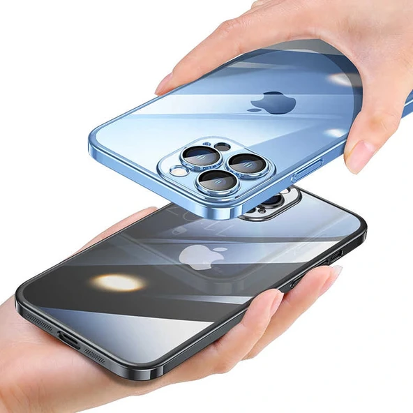 iPhone 13 Pro Max Kılıf Sert PC Renkli Çerçeveli Riksos Kapak - Resim 7