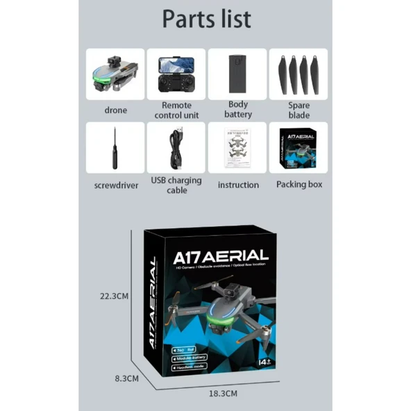 Ozmik A17 Kolay Kullanımlı Eğitim Drone HD Kamera, 360d Engel Algılama,Taşıma Çantalı - 7