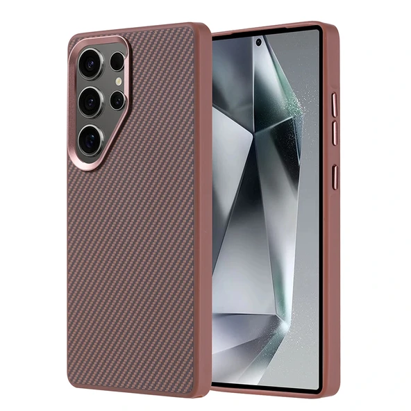 Samsung S25 Ultra Kılıf M-safe Şarj Özellikli Karbon Fiber Görünümlü Troy Kapak ürün görseli