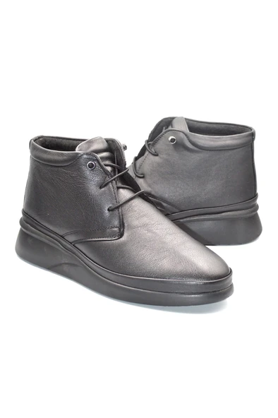 Kadın Siyah Anatomik Akıllı Bağcıklı Hakiki Deri Günlük Bot - 4