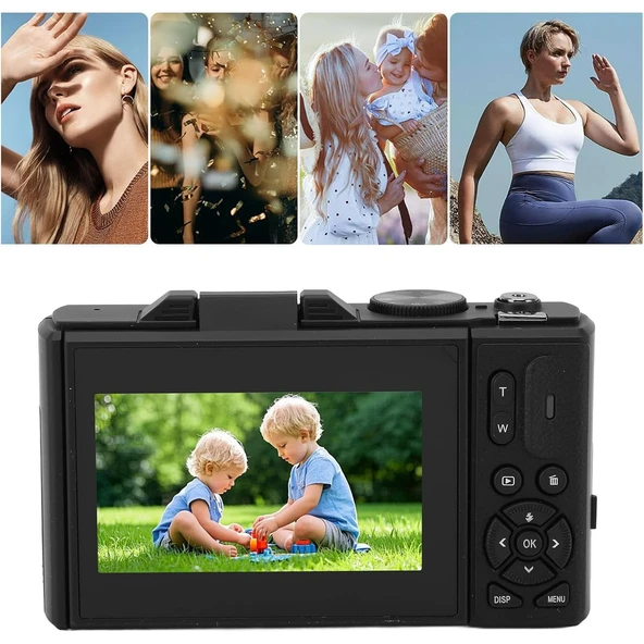 Ozmik 5K Dijital Kamera 75MP HD Retro Otomatik Odaklama Anti Shake 18x Zoom 64GB SD KART HEDİYE Siyah - 4