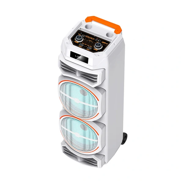 GD-2828 Dijital LED Göstergeli Mikrofonlu RGB TWS Çift 8 inç Stereo Bass Kablosuz Karaoke Hoparlör - Resim 2