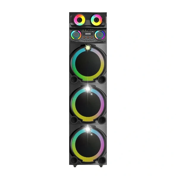 GD-3127 Dijital LED Göstergeli Mikrofonlu RGB TWS Üçlü 12 inç Stereo Bass Kablosuz Karaoke Hoparlör - Resim 2