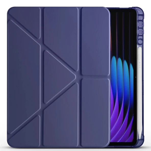 Xiaomi Pad 7 Pro Kılıf Tri Folding Kalem Bölmeli Standlı Kılıf - Resim 2