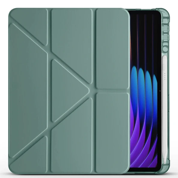 Xiaomi Pad 7 Pro Kılıf Tri Folding Kalem Bölmeli Standlı Kılıf - Resim 3