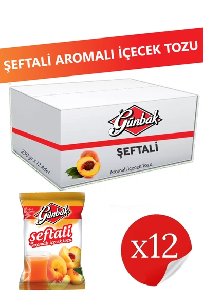 Günbak 250Gr Şeftali Aromalı İçecek Tozu x 12 Adet ürün görseli