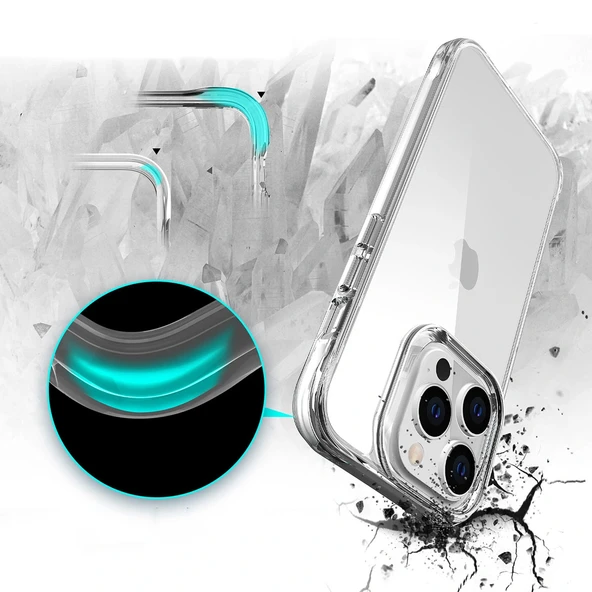 iPhone 13 Pro Kılıf Şeffaf Ultra İnce Airbag Tasarımlı Okka Kapak - Resim 4