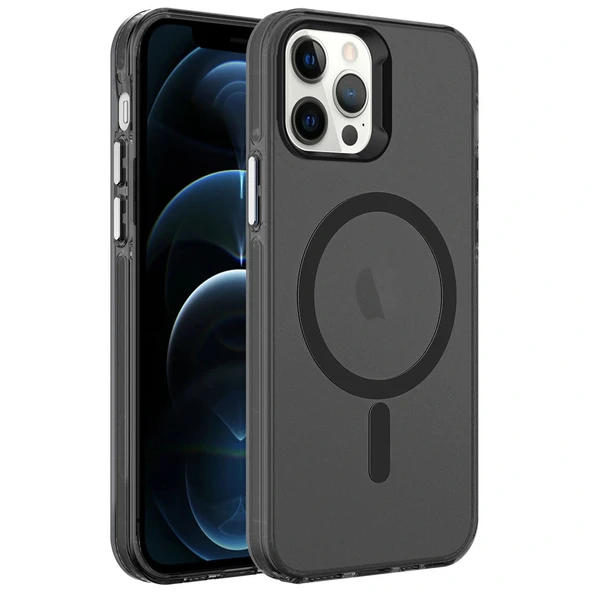 iPhone 12 Pro Kılıf M-safe Şarj Özellikli Buzlu Transparan C-Pro Sert Kapak ürün görseli