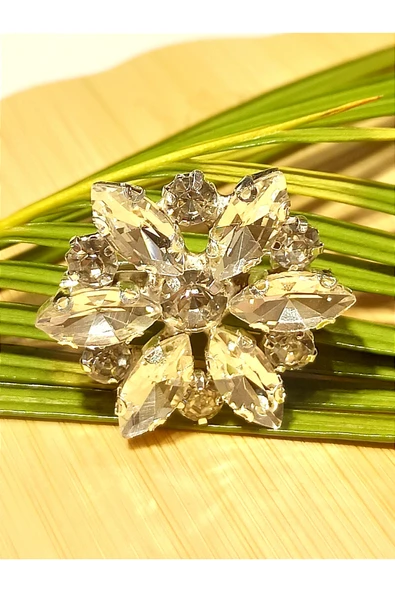 Monalisa Home Lüks Taşlı Çiçek Tasarımlı Broş ürün görseli 1