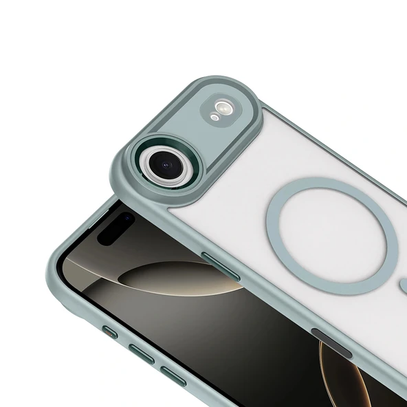 iPhone 17 Air Kılıf Wireless Şarj Özellikli Krom M-safe Silikon Kapak - Resim 10