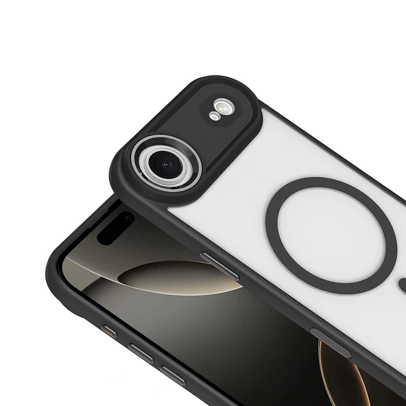 iPhone 17 Air Kılıf Wireless Şarj Özellikli Krom M-safe Silikon Kapak - Resim 7