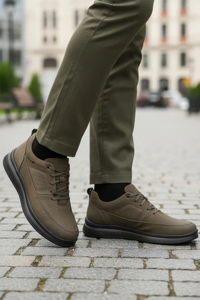 Dr.Flexer Haki Nubuk Hakiki Deri Ortopedik Erkek Casual Ayakkabı 252070 M - 3