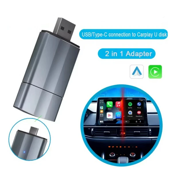 Ozmik  CarPlay Type-C/USB Kablosuz Android Otomatik Akıllı Dongle 2'si 1 Arada Adaptör 5.8Ghz WiFi ürün görseli